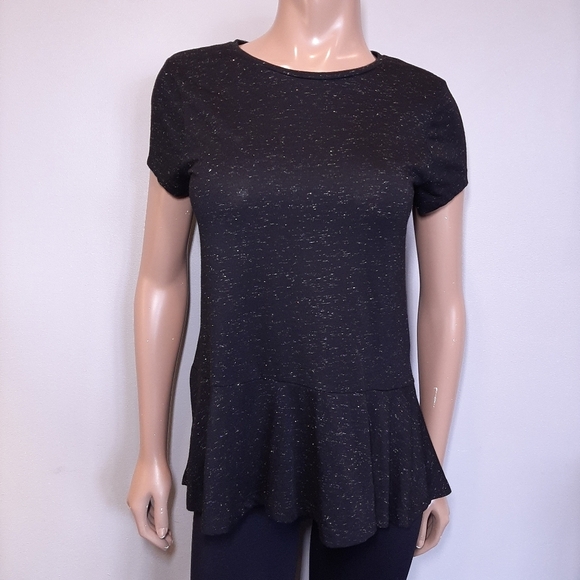 3/$20 Joe Fresh Metallic Peplum Tshirt Crew Neck Top - Picture 4 of 10